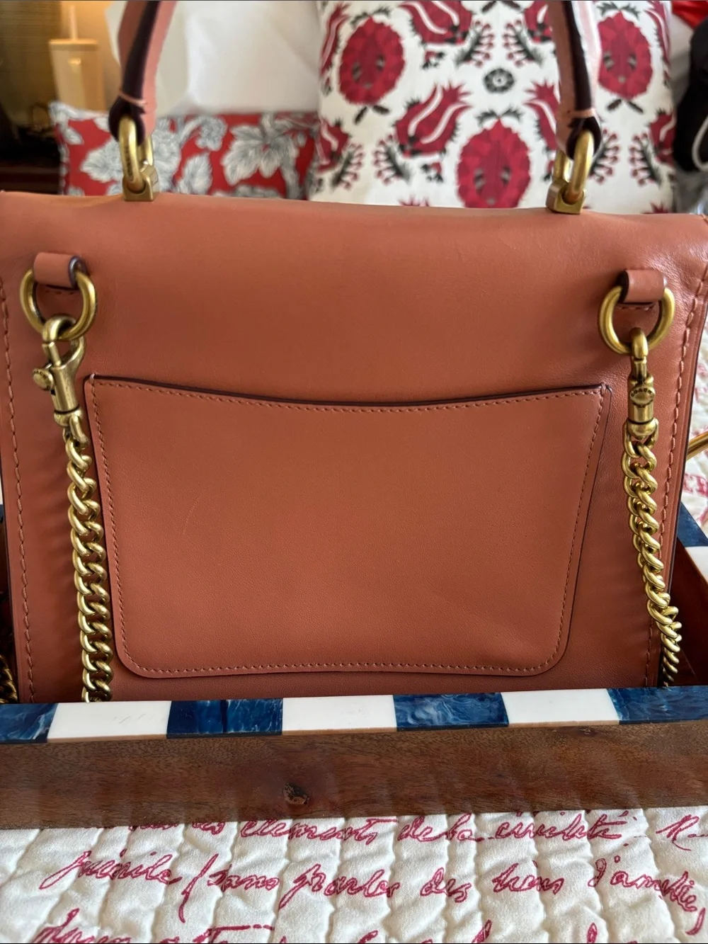 Coach Leather Top-Handle Satchel with Butterfly- Dusty Rose/Burgundy Accents - Picture 4 of 16